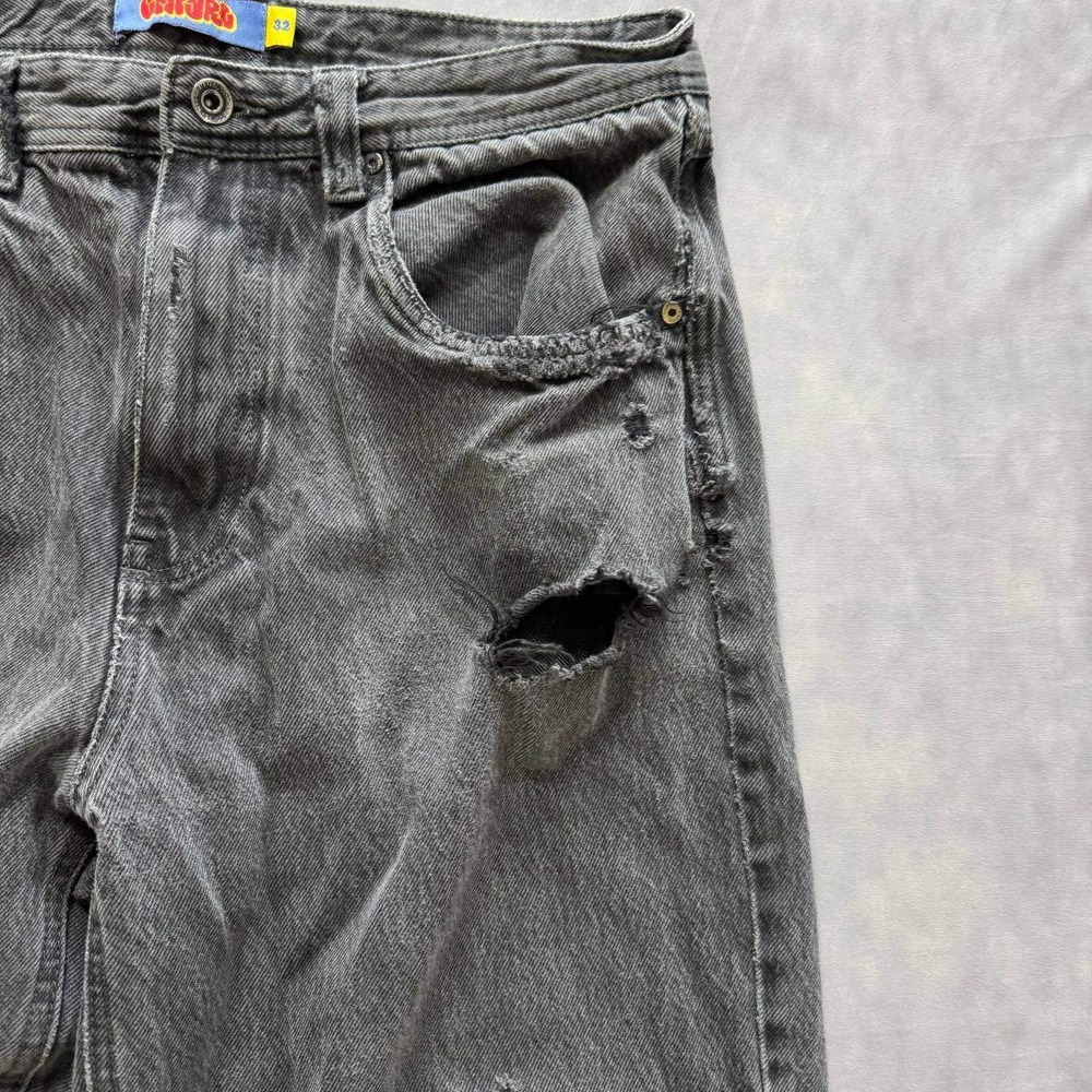 Empyre Loose Fit Skate Jeans Washed Black Distressed Denim Size 32 Wide Leg - Picture 2 of 11